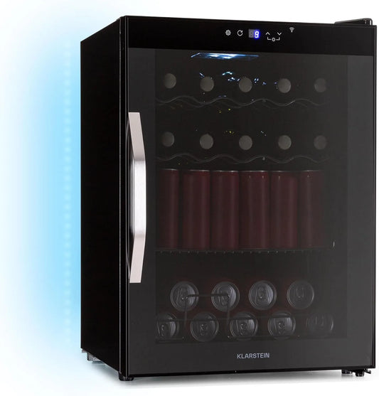 Klarstein Réfrigérateur, 60 L, 3 à 18 °C, Wi-Fi, noir, LED 7 Couleurs, KLARSTEIN Coachella 60 Frigo à Boissons - 60L Réfrigérateur à Boissons