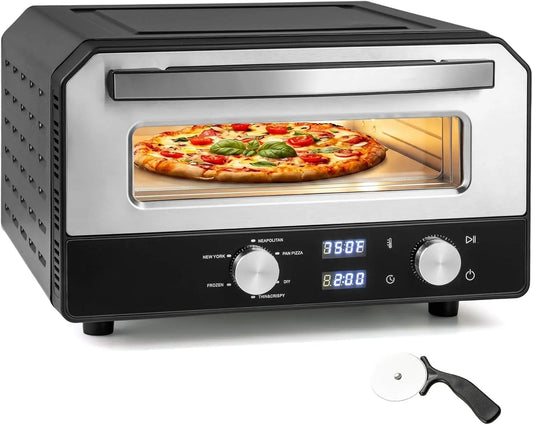 Cuisinière avec four, 43 x 47 x 28 cm, 1700 W, tactile, pizza, Cuisinière Multifonction de 1700 W avec 6 Modes de Cuisson Préprogrammés