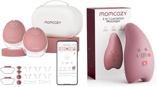 Tire-lait, pompe d'allaitement, Momcozy, application, rouge, Double Scellé 24 mm, Contrôle par Application, 15 Niveaux
