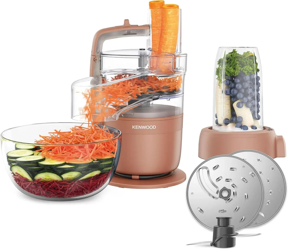 Kenwood FDP23.380RD rouge argile, MultiPro Compact, récipient de 600 ml, Processeur alimentaire avec Express Serve, lame en acier inoxydable